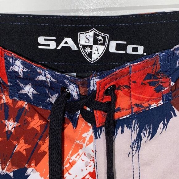 SA Co Men's Red Abstract Print Boardshorts Size 32 - Picture 5 of 16
